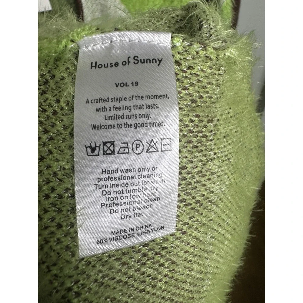 House of Sunny NWTSwirl Fuzzy Knit Midi Dress Green Brown Cut Out Back SIZE 10